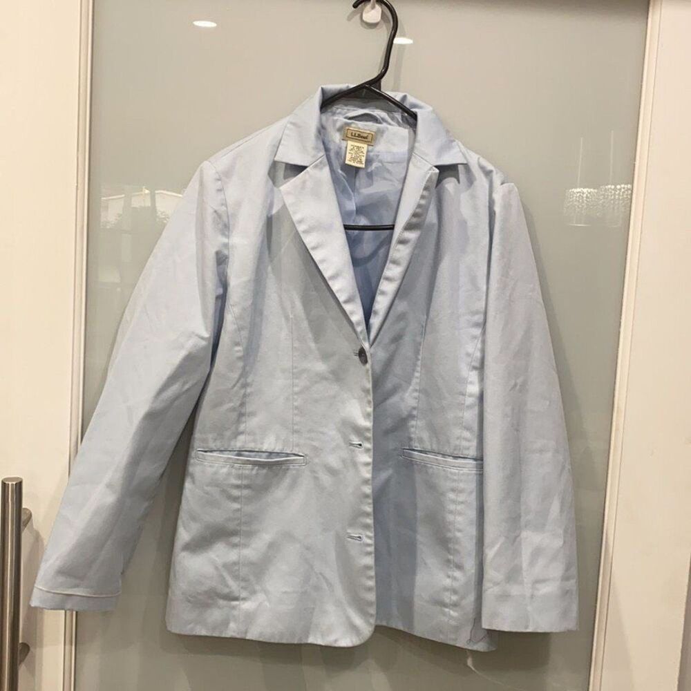 L.L. Bean Women's  Light Blue Classic Long Sleeve Blazer Suite Jacket Piette 6